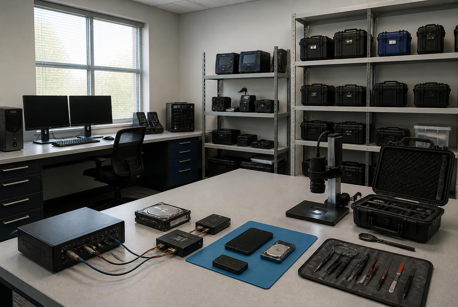 Cyber Keen digital forensics examination area.
